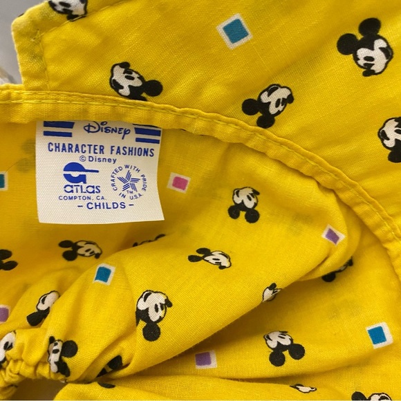 Vintage Yellow Mickey Mouse Disney Bonnet Hat Visor KIDS CHILD Size Tie Back - Picture 5 of 12